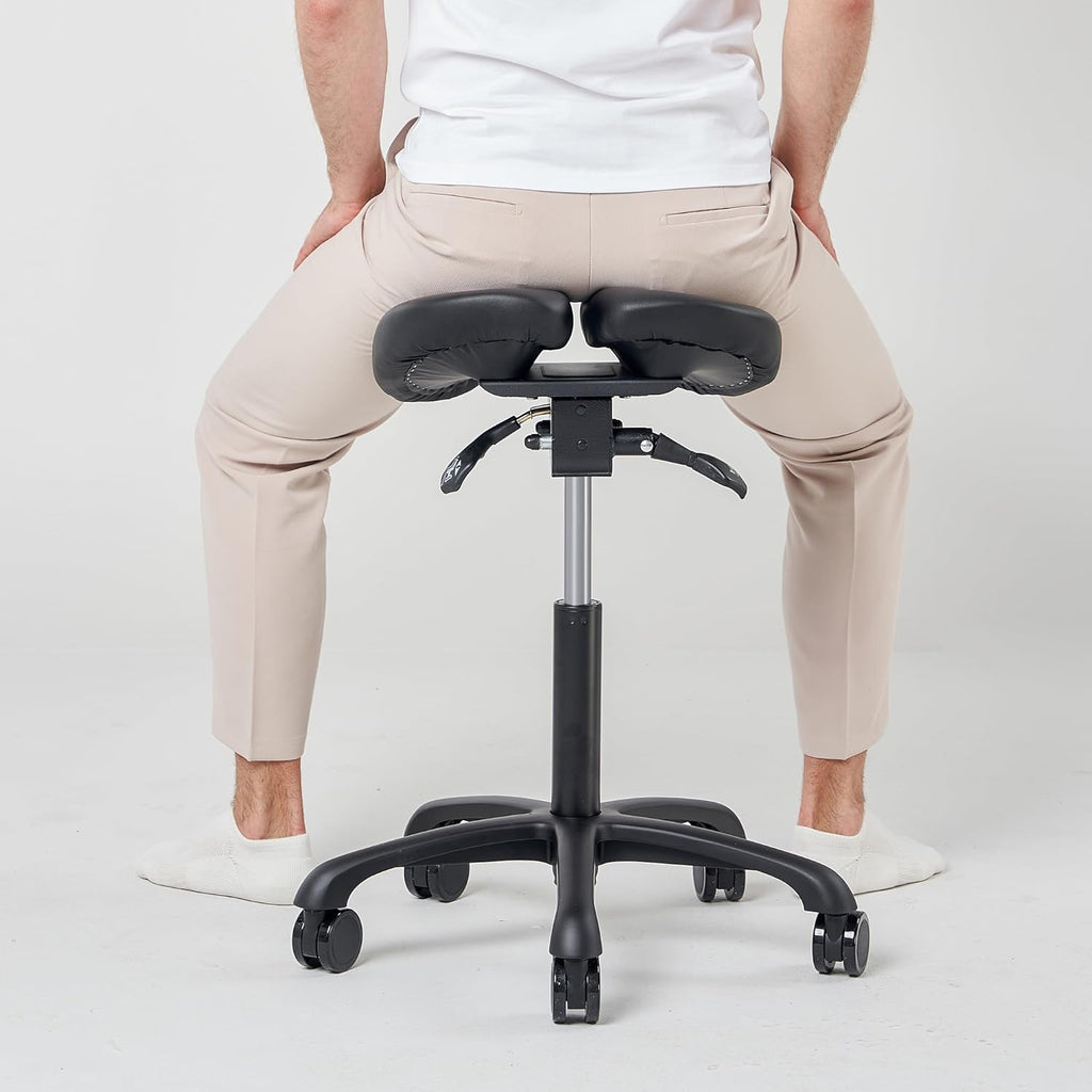 Master Massage Berkeley Ergonomic Saddle Stool, Black Aluminum Base M287