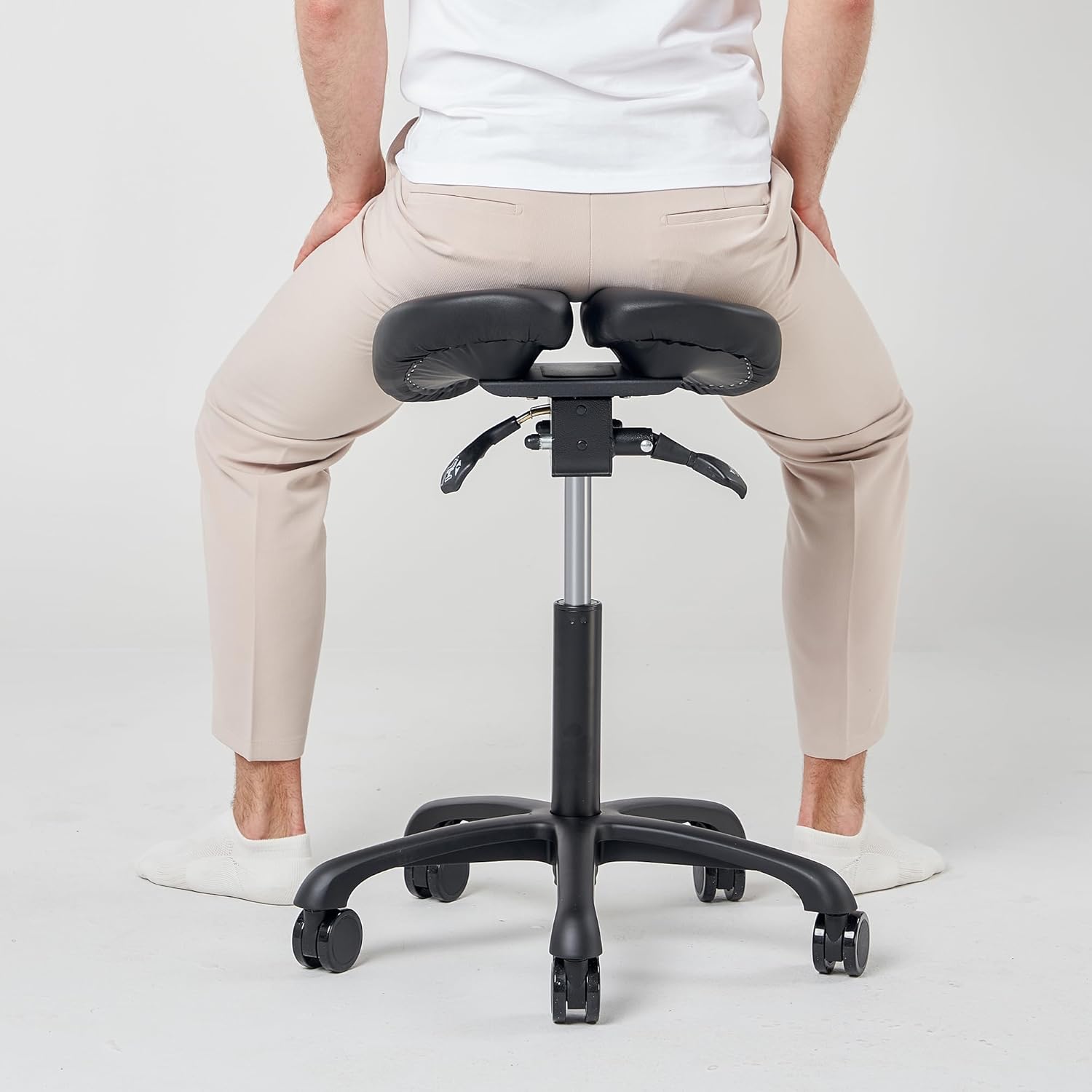 Master Massage Berkeley Ergonomic Saddle Stool, Black Aluminum Base M287