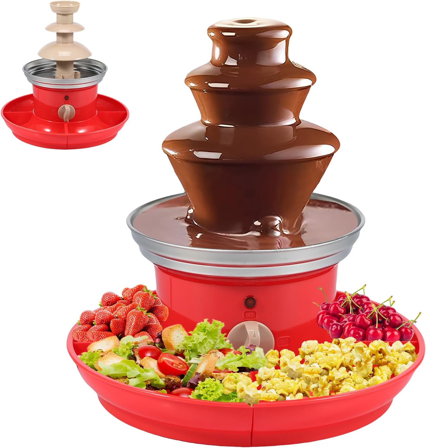 3 Layer Stainless Steel Electric Chocolate Fountain with Serving Tray C512922