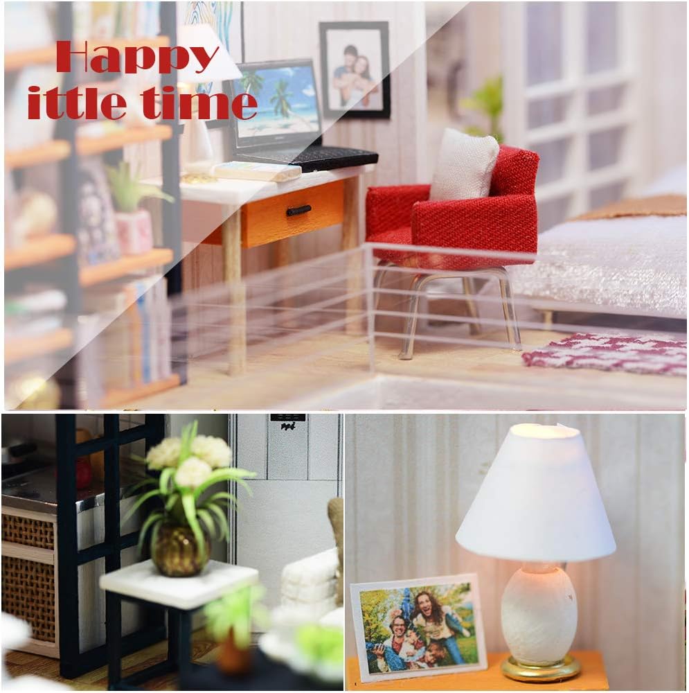 CUTEBEE Dollhouse Miniature DIY Kit with Furniture, 1:24 Scale H1709