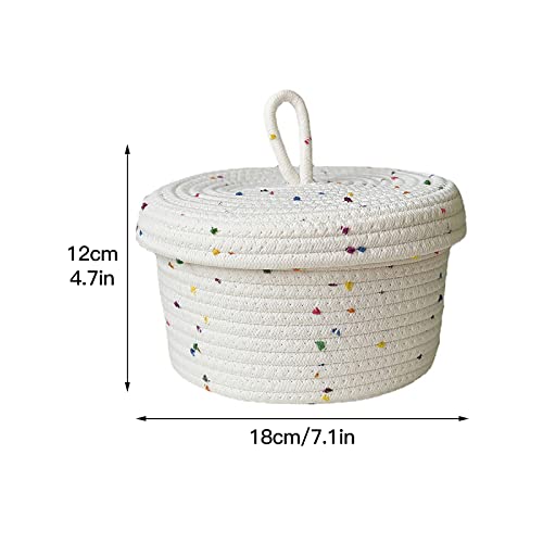 Cotton Rope Storage Basket with Lid for Home Organizing (18x12cm) G101