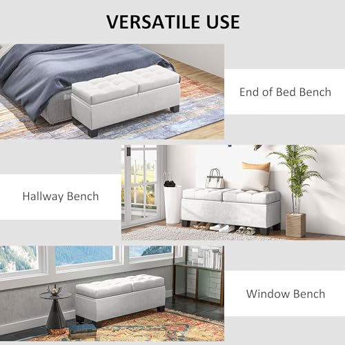 HOMCOM 46" Storage Ottoman Bench, Upholstered with Steel Frame, Gray Z949
