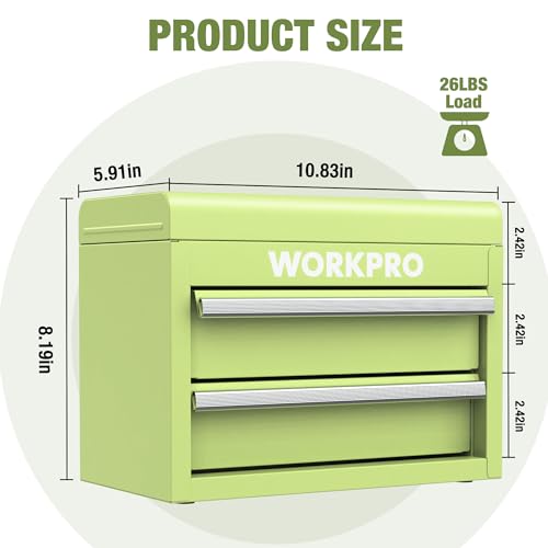 WORKPRO Mini Metal Tool Box with 2 Drawers and Top Storage V906802