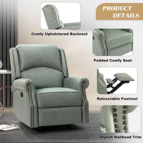 HULALA HOME Genuine Leather Recliners Set of 2, Adjustable Backrest & Footrest, Brown W21906