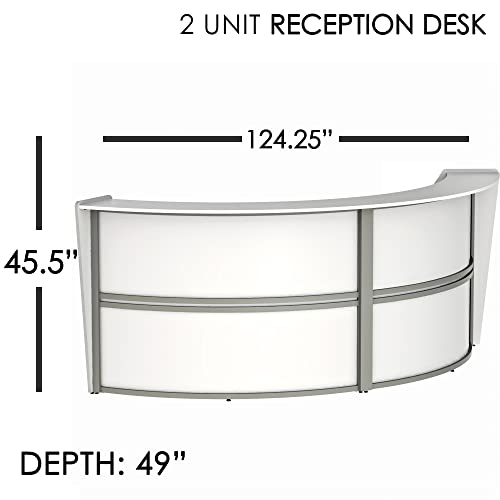 Linea Italia Curved Modern Office Desk 2 Panel Reception Counter, Mocha M8386