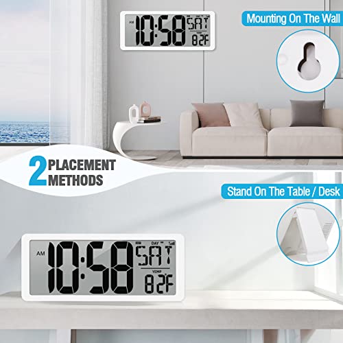 14.2" Digital Atomic Wall Clock Auto Backlight Battery Operated L25405