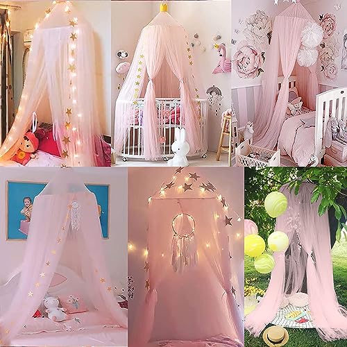 Princess Bed Canopy with Lights Mosquito Net for Girls Adults Blue Q92458