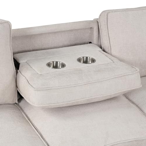 Pull Out Sofa Bed with Storage, USB Port and Cup Holders, Gray X704