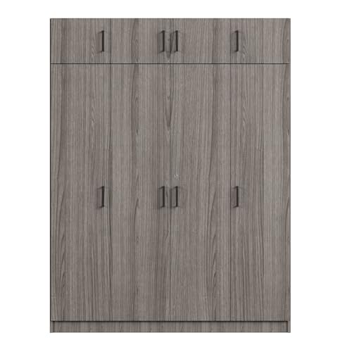 Modern 3-Door Wardrobe with Mirror and Drawers, White F320