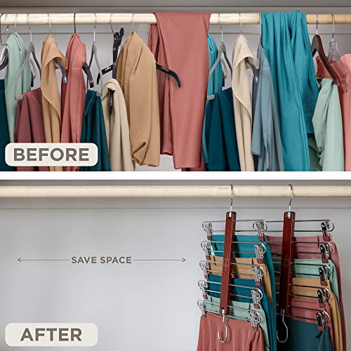 MORALVE Skirt Hangers Space Saving - European Beechwood with Clips K473
