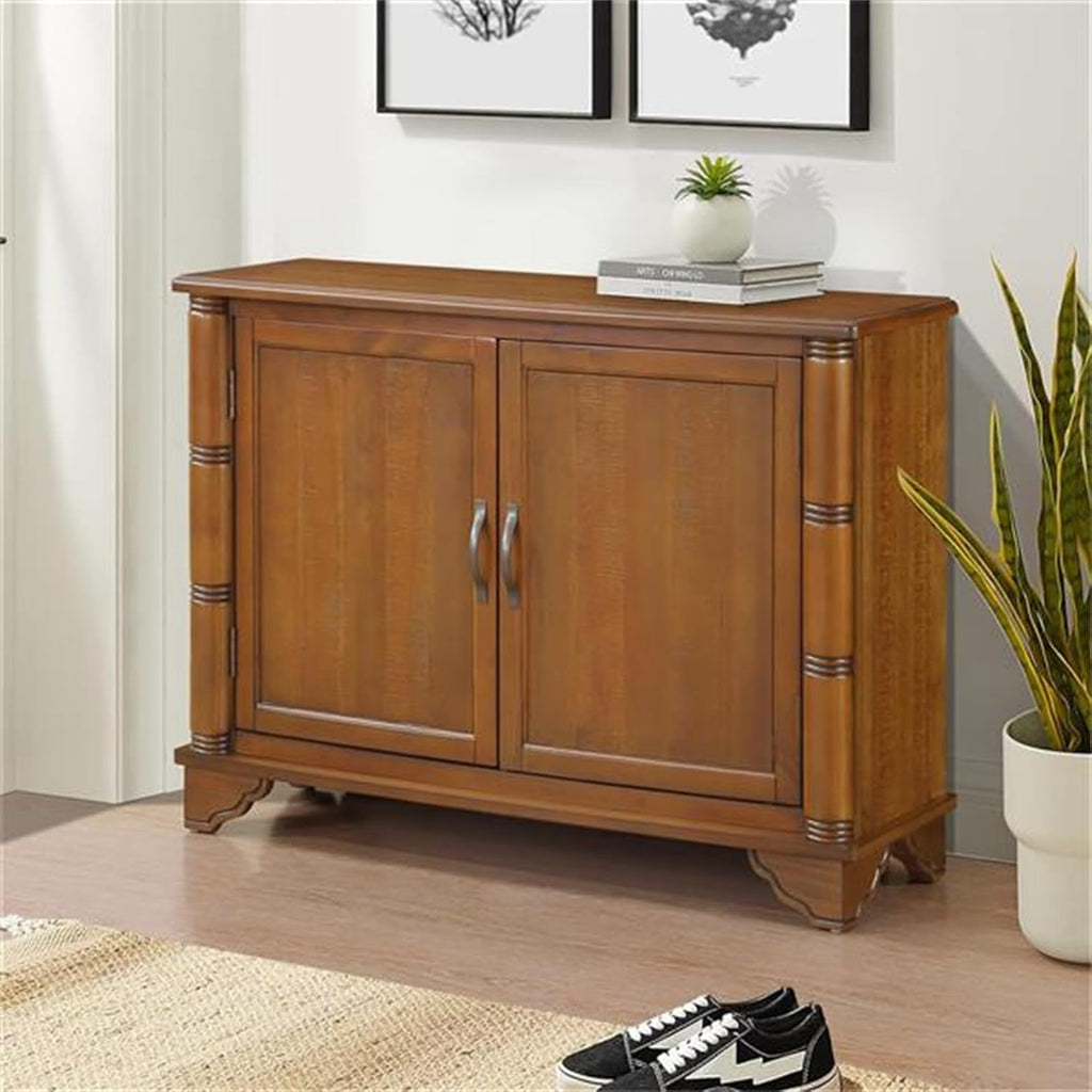 Vintage 40 Inch Console Table with Storage Rack, Natural Walnut J978030