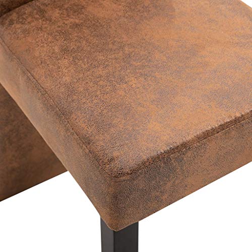 Dining Chairs PU Leather Kitchen Chair with Solid Wood Legs Brown 4 pcs G4050