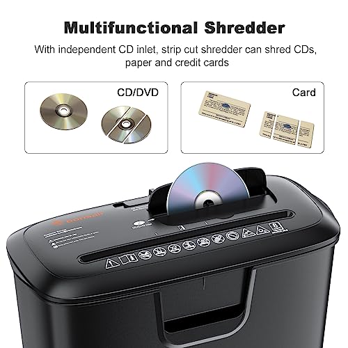 Bonsaii 8-Sheet Strip-Cut Paper Shredder for Home Office with Overheat Protection W36896
