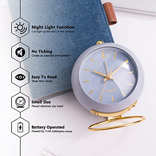 AYRELY® Battery Operated Desk Alarm Clock with Light, Silent No Ticking, Vintage Cream E6481