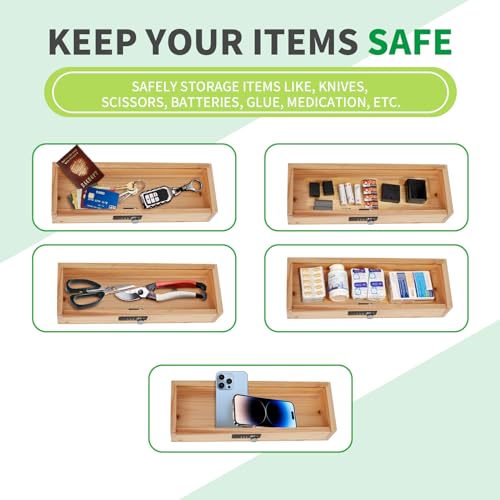 Wooden Locking Kitchen Knife Storage Box with Drawer Safe Holder Z583