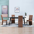 (Fast Delivery) Dining Chairs PU Leather Kitchen Chair Urban Style Dining Side Chair with Solid Wood Legs for Dining Room/Living Room/Kitchen/Restaurant Dining Chairs 4 pcs Brown Faux Suede Leather