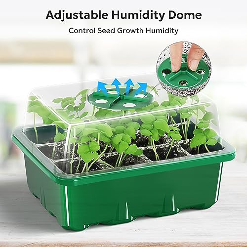 MIXC 10 Packs Seed Starter Tray with Humidity Dome, 120 Cells Plant Germination Kit I98172