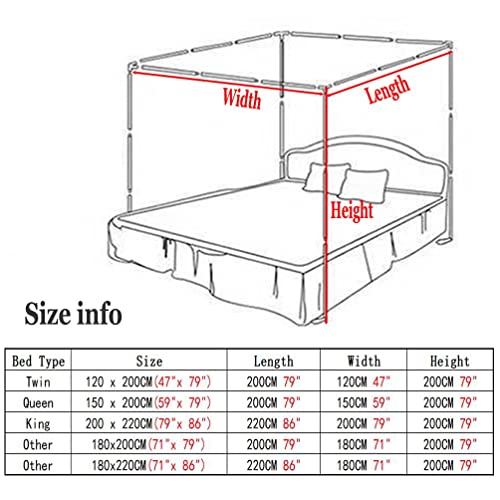 4 Corner Post Bed Canopy, Princess Room Curtain Mosquito Net, Twin Queen King (Blue 2) O59172