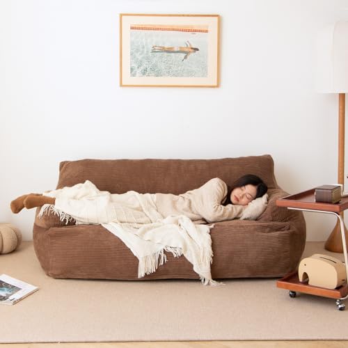 N&V Giant Twin Size Bean Bag Sofa with Removable Cover, Brown Z40299