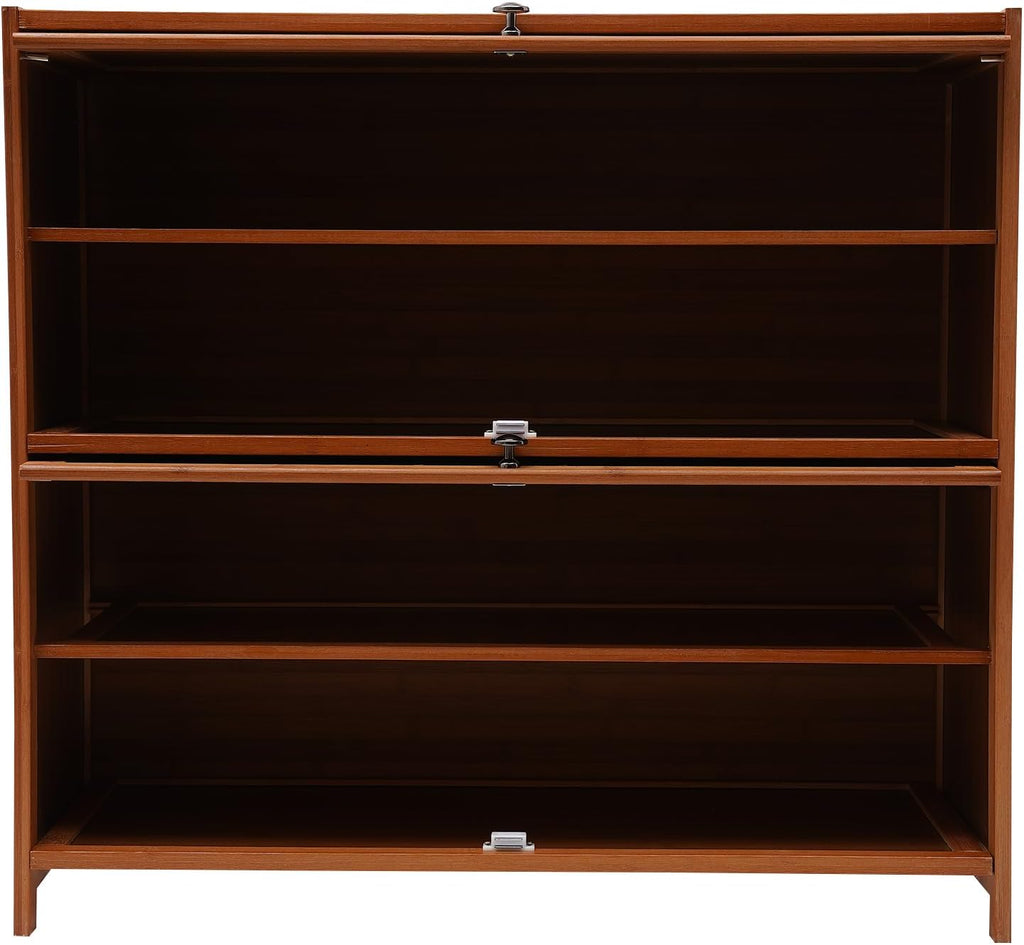 Bamboo 4-Tier Shoe Rack Brown Retro Storage Cabinet C36385