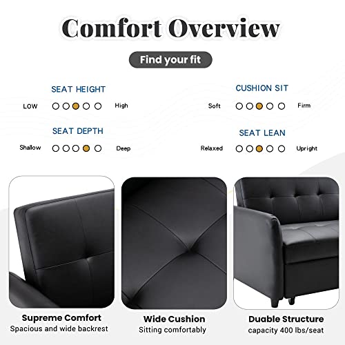 2-in-1 Pull-Out Sofa Bed Loveseat with USB Ports, Brown H944871