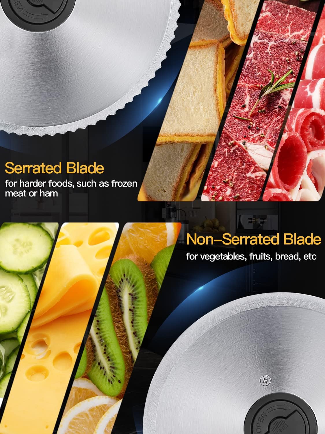 Electric Meat Slicer with 7.5" Stainless Steel Blades, Adjustable Thickness X48697
