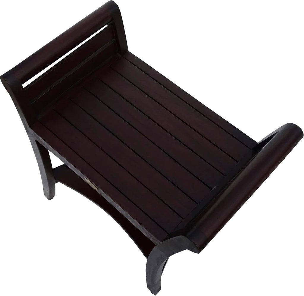 DecoTeak Symmetry 24" Teak Shower Bench with Safety Arms M9098