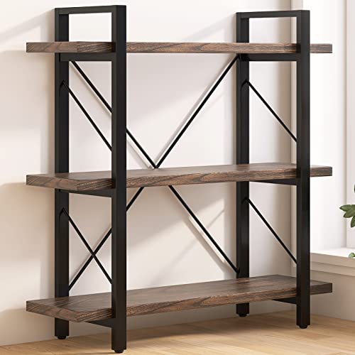 5-Tier Bookshelf Industrial Style Real Wood Bookcase Retro Brown D8464