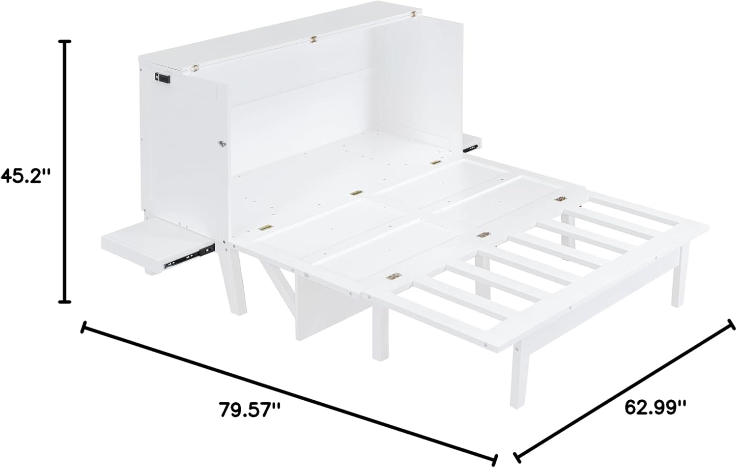 Queen Size Murphy Bed with USB Port & Removable Shelves, White X615961