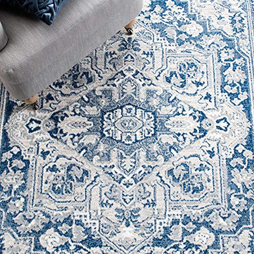 SAFAVIEH Belmont Collection Area Rug 5'5" x 7'7", Navy & Grey, Oriental Design P37588