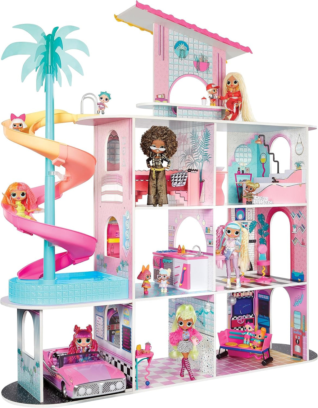 L.O.L. Surprise! OMG Fashion House Playset with 85+ Surprises, Real Wood, Pool & Slide O797