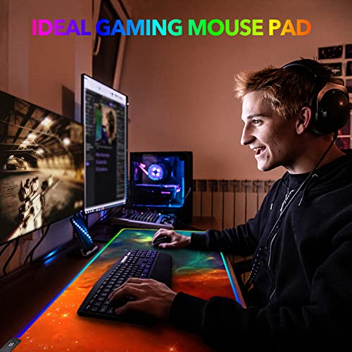 AIMSA RGB Gaming Mouse Pad Large, Extended Desk Mat, Non-Slip Waterproof E140