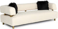 Blanka Collection Glam Style Polyester Fabric Upholstered Sofa with Tuxedo Arms and Brushed Gold Stainless Steel Legs, Beige
