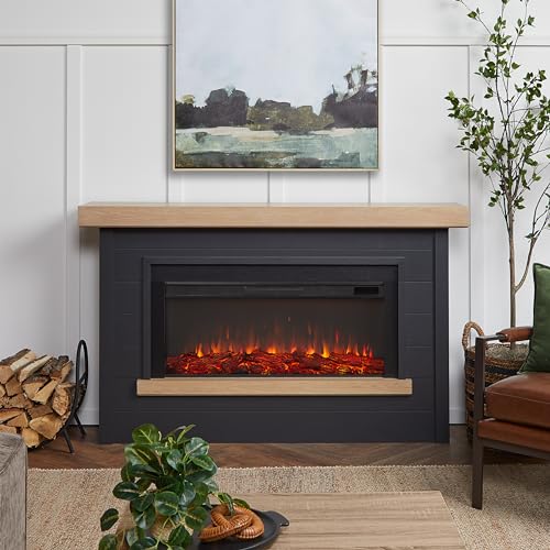 Real Flame Bernice 67" Electric Fireplace with Mantel, Remote Control, White T45360