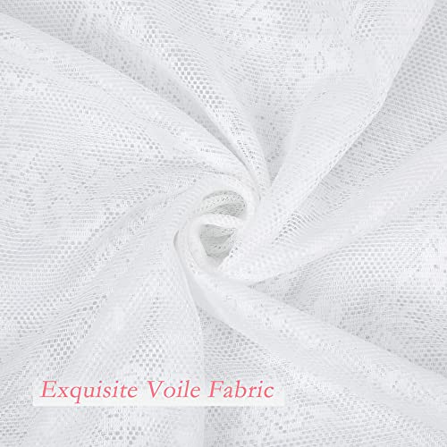 Semi Sheer French Door Curtain 72 Inches with Tiebacks, 2 Pieces White R809