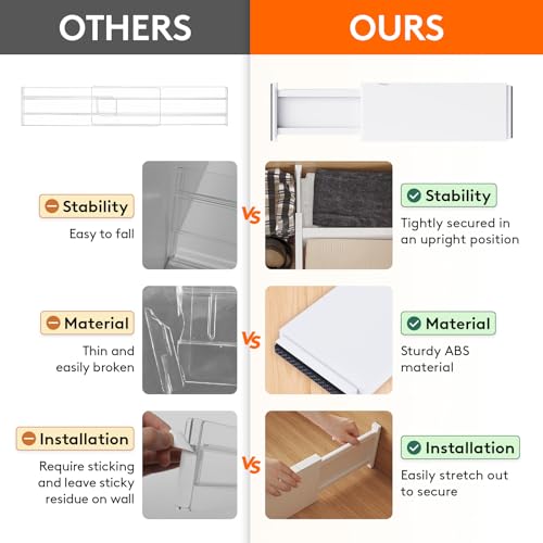Lifewit 8 Pack Adjustable Drawer Dividers 5" High T2285