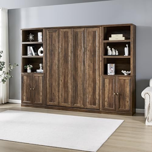 Modern Wooden Murphy Bed Queen - Folding Wall Bed for Guest Room, Study, Office P65985