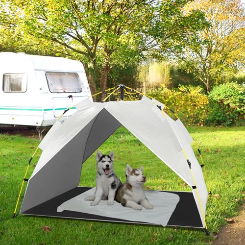 Elevated Raised Dog Bed Cot with Canopy Shade Tent & Bolster, Portable Indoor Outdoor for Small Medium Dogs T5918