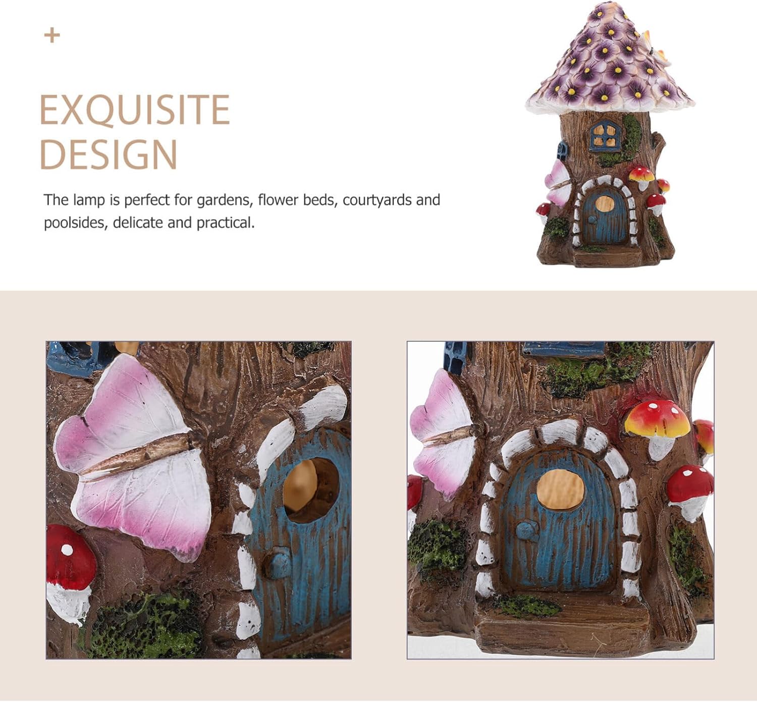 OSALADI Solar Mushroom House Decoration for Garden Lawn D640