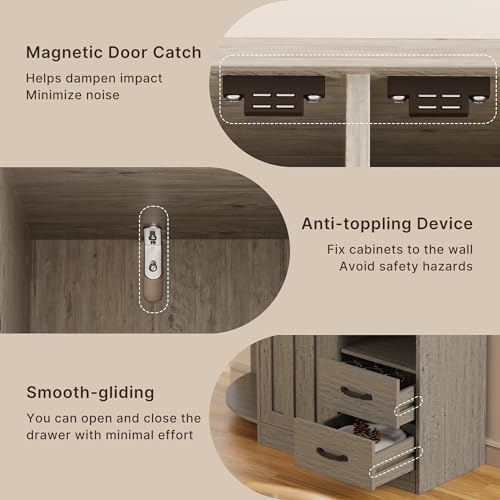 Gizoon Farmhouse Kitchen Pantry Storage Cabinet with Doors and Adjustable Shelves Z827903