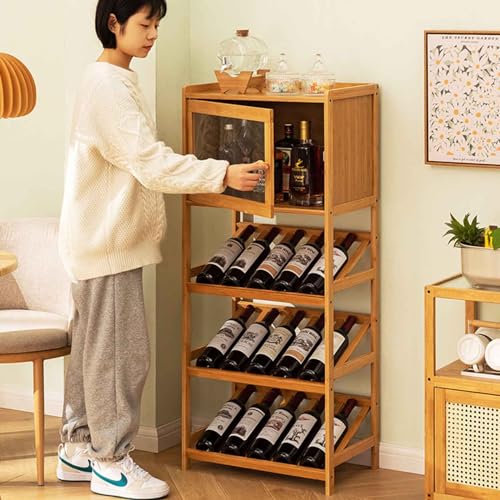 Farmhouse Corner Wine Storage Cabinet with 4-Tier Rack R7577