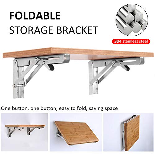 Storystore Folding Shelf Brackets Heavy Duty Stainless Steel for Bench Table B68805