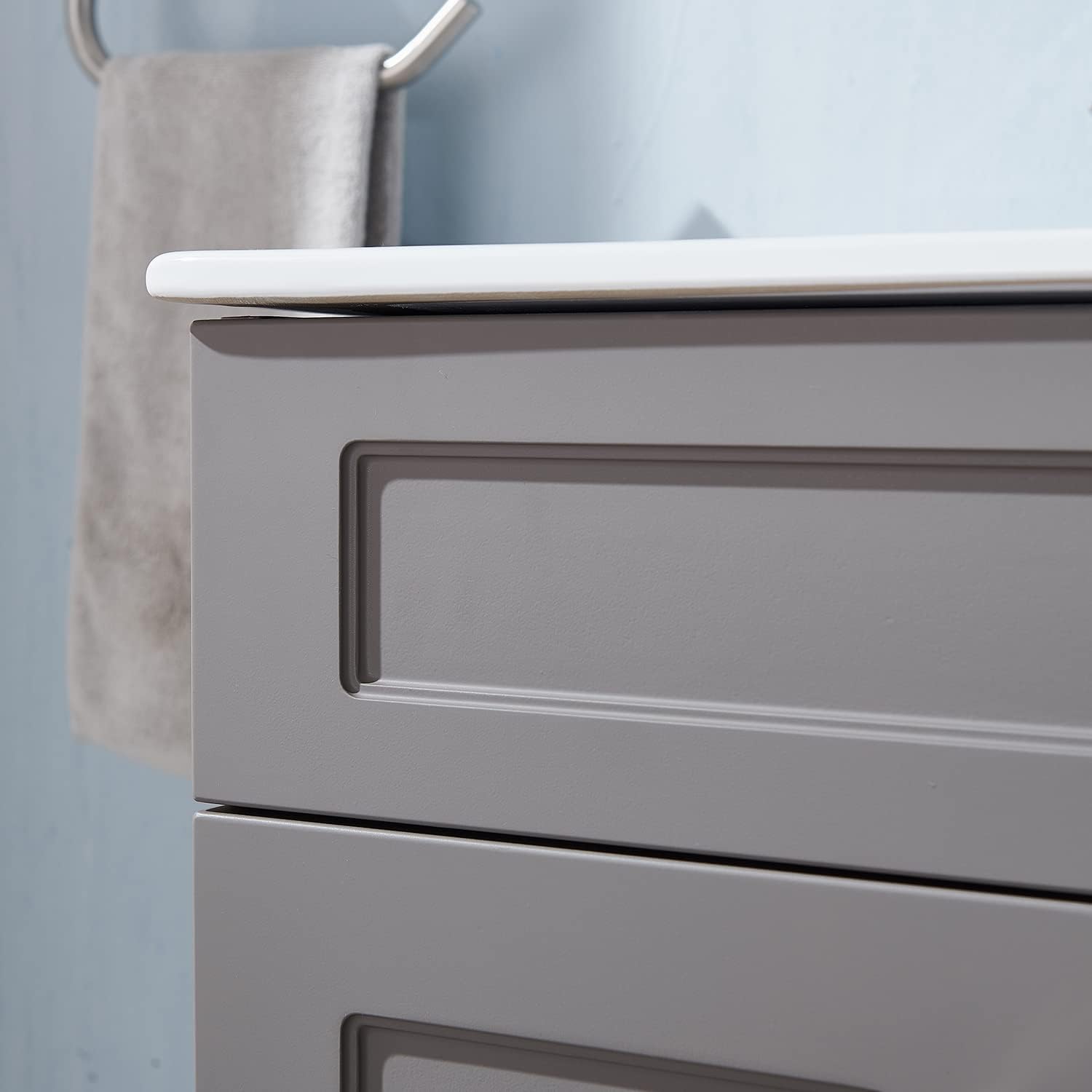 24 Inch Bathroom Vanity with Sink, Gray Cabinet and White Ceramic Basin O59220