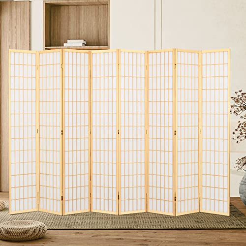 8 Panel Japanese Shoji Screen Room Divider, 5.6 Ft, Black H3109
