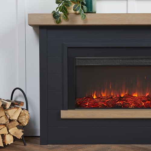 Real Flame Bernice 67" Electric Fireplace with Mantel, Remote Control, White T45360