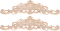 2-Pack Wood Carved Long Onlay, Decorative Appliques for Furniture Door Cabinet Unpainted Frame Door Decor Home Furniture Applique Corner Decorations (40x11cm/15.7x4.3inches)