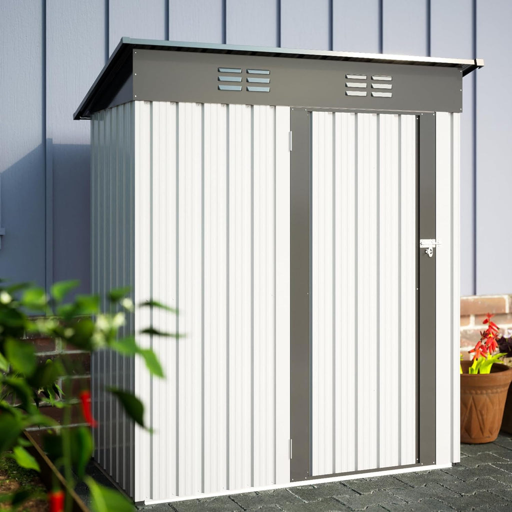 Metal Storage Shed 5x3 FT Outdoor Garden Cabinet with Lockable Doors V2911
