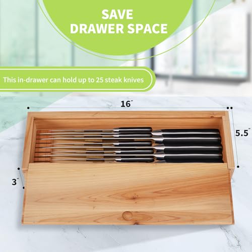 Wooden Locking Kitchen Knife Storage Box with Drawer Safe Holder Z583