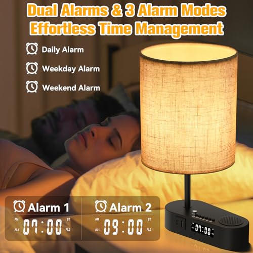 4-in-1 Touch Control Bedside Lamp with Bluetooth Speaker, Digital Clock, and USB Charging I301992