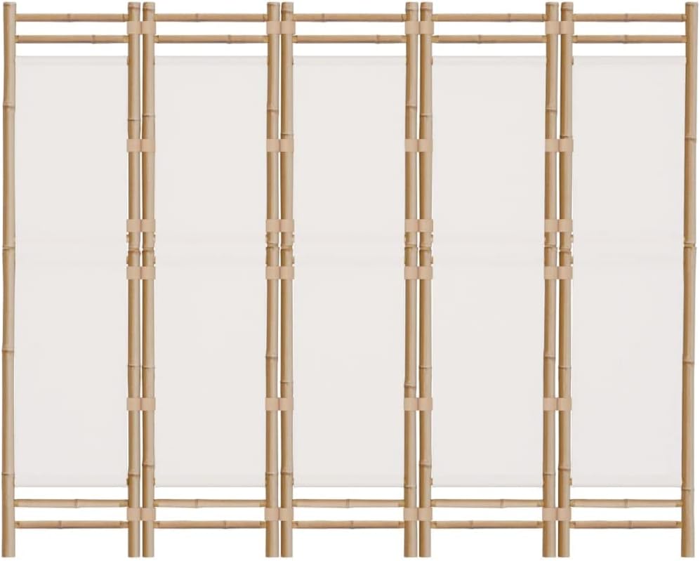 Bamboo 5-Panel Folding Room Divider Privacy Screen W102462